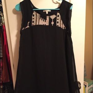 Black dress with embroidered detail